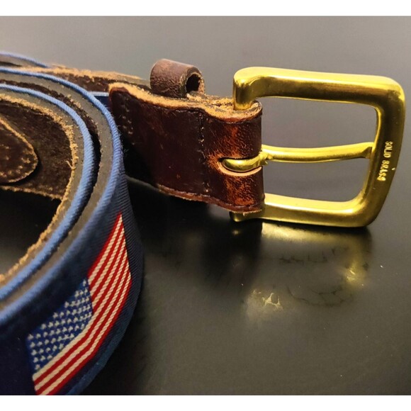 Vineyard Vines Patriot Flag Canvas and Leather Tipped Men's belt Size 36 - Picture 10 of 16